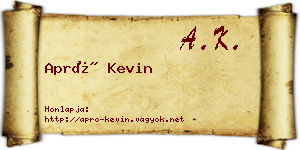 Apró Kevin névjegykártya